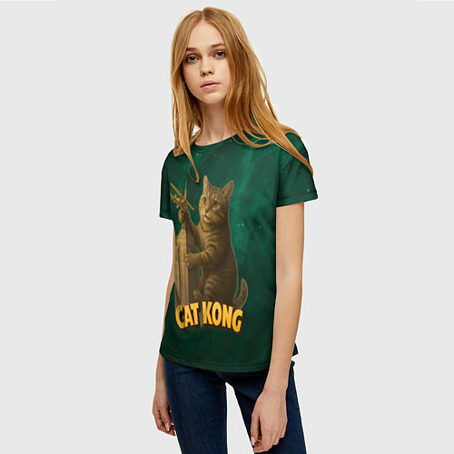 Женская футболка Cat Cong пародия на Кинг Конг / 3D-принт – фото 3