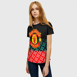 Футболка женская Манчестер Юнайтед ниндзя паттерн, цвет: 3D-принт — фото 2