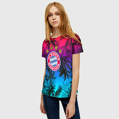 Женская футболка Бавария Мюнхен неон тропики / 3D-принт – фото 3