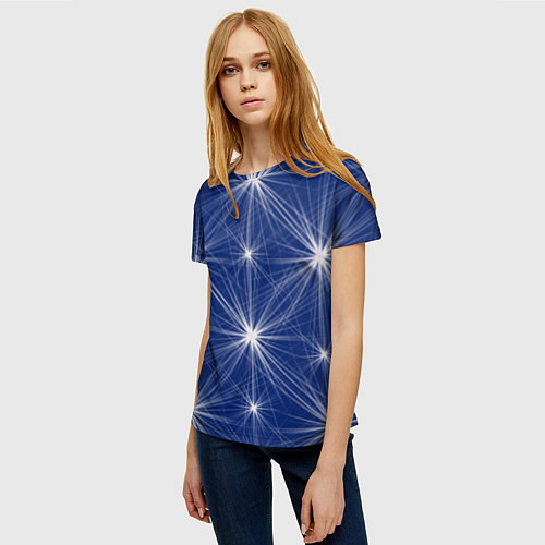 Женская футболка Звезды на синем фоне / 3D-принт – фото 3