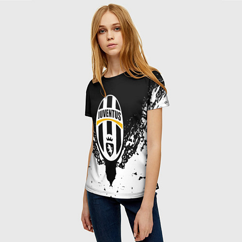 Женская футболка Ювентус краски всплеск текстура / 3D-принт – фото 3