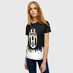 Футболка женская Ювентус белый огонь текстура, цвет: 3D-принт — фото 2