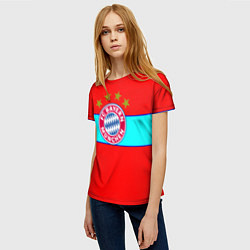 Футболка женская Бавария Мюнхен полосы линии, цвет: 3D-принт — фото 2