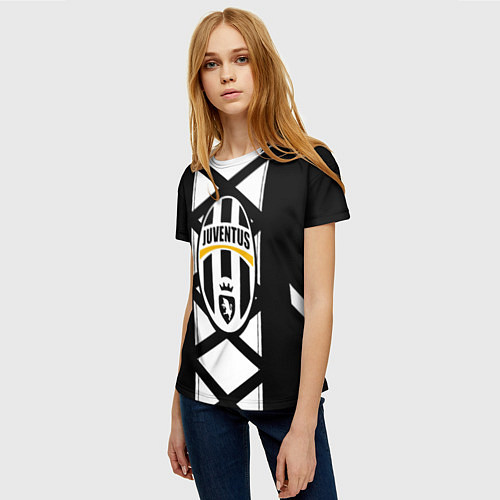 Женская футболка Ювентус геометрия полосы линии / 3D-принт – фото 3