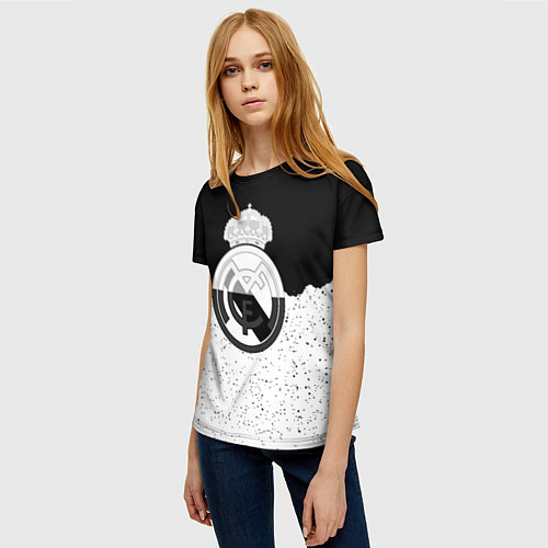 Женская футболка Реал Мадрид лого ночь текстура / 3D-принт – фото 3