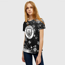 Футболка женская Манчестер сити снежинки новый год, цвет: 3D-принт — фото 2