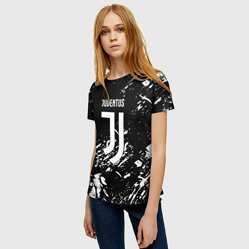 Женская футболка Juventus белые штрихи красок / 3D-принт – фото 3