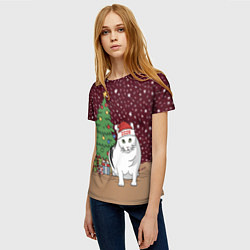 Футболка женская Кот Бендер и ёлка, цвет: 3D-принт — фото 2