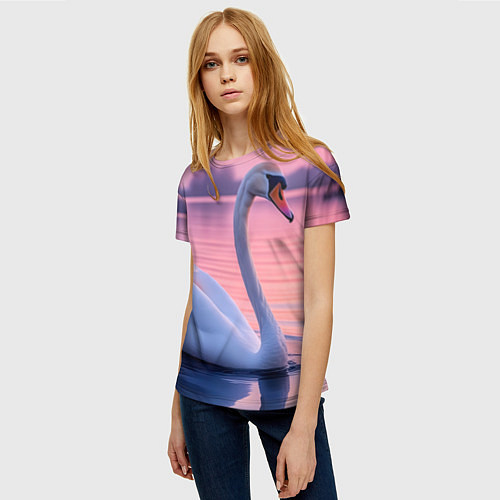 Женская футболка Лебединая элегия / 3D-принт – фото 3