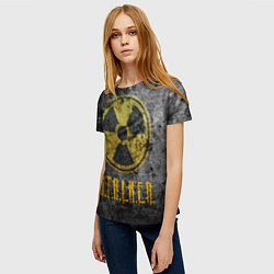 Футболка женская Сталкер - знак на сером, цвет: 3D-принт — фото 2