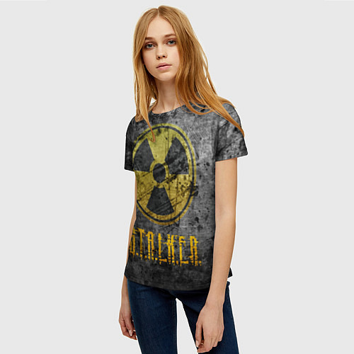 Женская футболка Сталкер - знак на сером / 3D-принт – фото 3