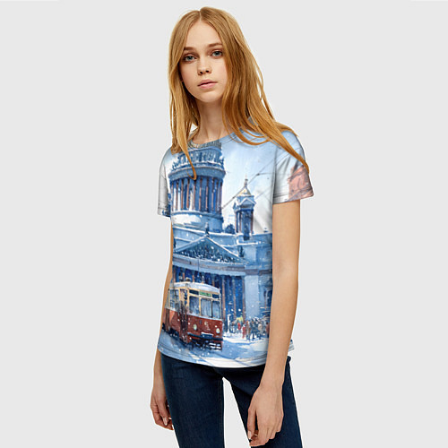 Женская футболка Снежный Санкт-Петербург / 3D-принт – фото 3