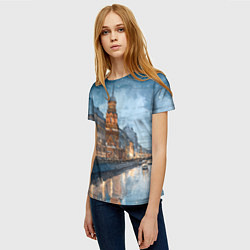 Футболка женская Санкт-Петербург зимний город, цвет: 3D-принт — фото 2