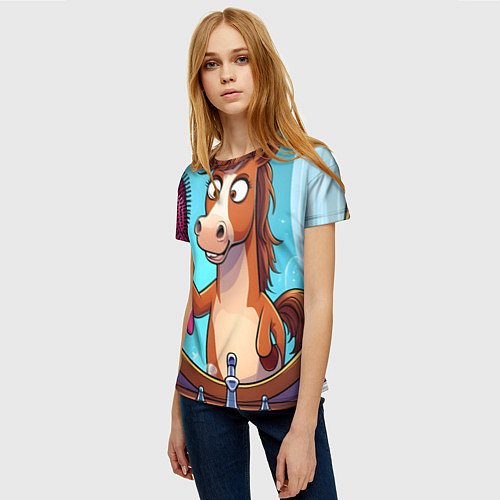 Женская футболка Лошадка с расческой / 3D-принт – фото 3