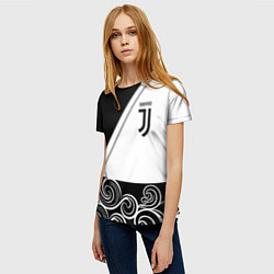 Футболка женская Ювентус геометрия полосы текстура, цвет: 3D-принт — фото 2