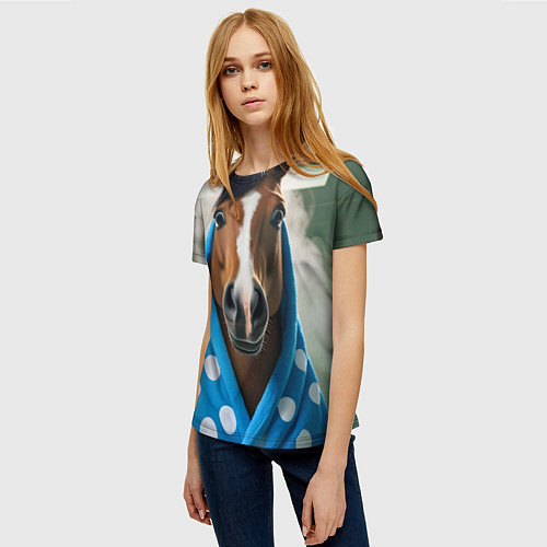 Женская футболка Лошадь в ванной / 3D-принт – фото 3