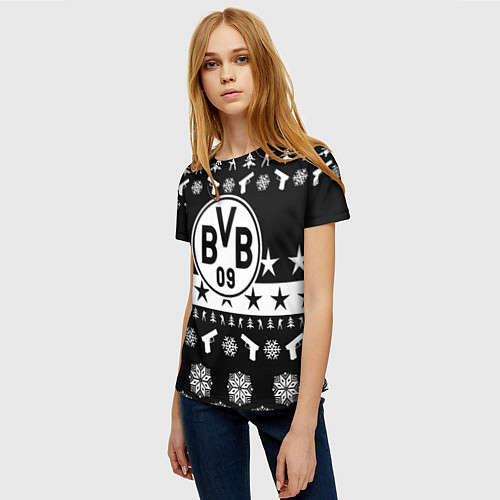 Женская футболка Borussia x counter strike / 3D-принт – фото 3