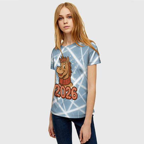 Женская футболка Лошадка 2026 год / 3D-принт – фото 3