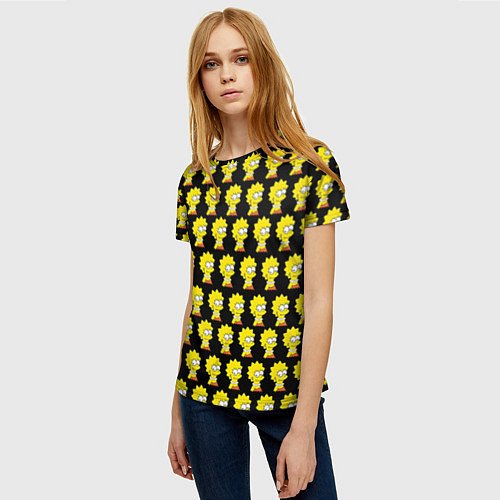 Женская футболка Лиза Симпсон: узор / 3D-принт – фото 3