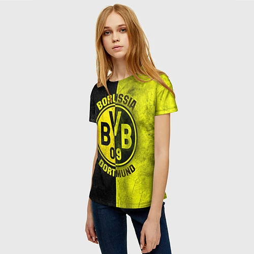 Женская футболка Borussia Dortmund / 3D-принт – фото 3