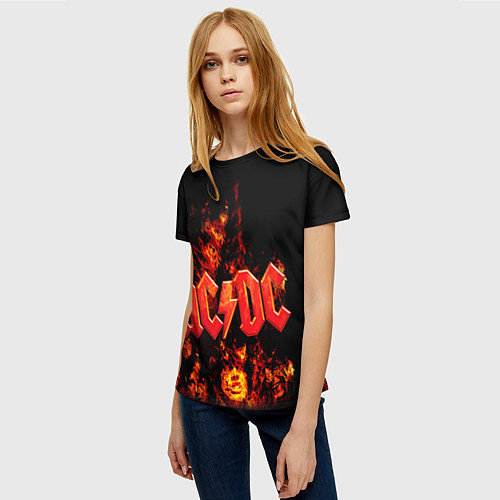 Женская футболка AC/DC Flame / 3D-принт – фото 3