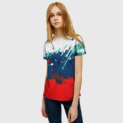 Женская футболка Триколор РФ / 3D-принт – фото 3