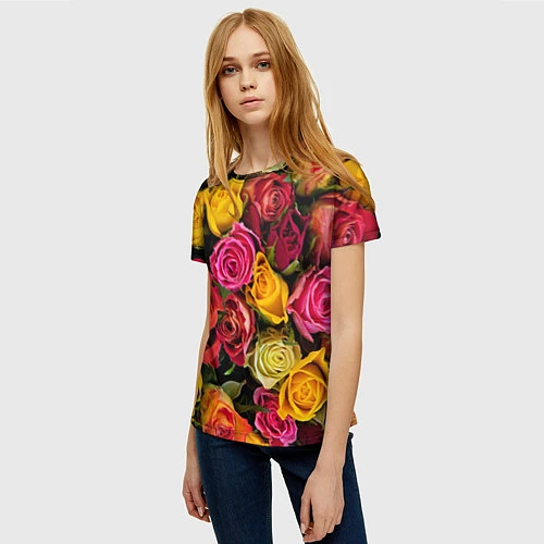 Женская футболка Ассорти из роз / 3D-принт – фото 3