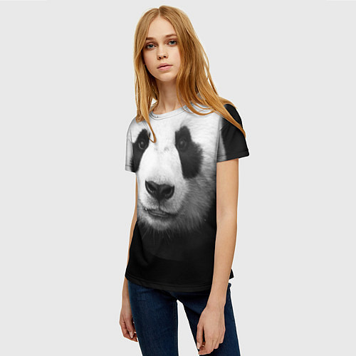 Женская футболка Взгляд панды / 3D-принт – фото 3