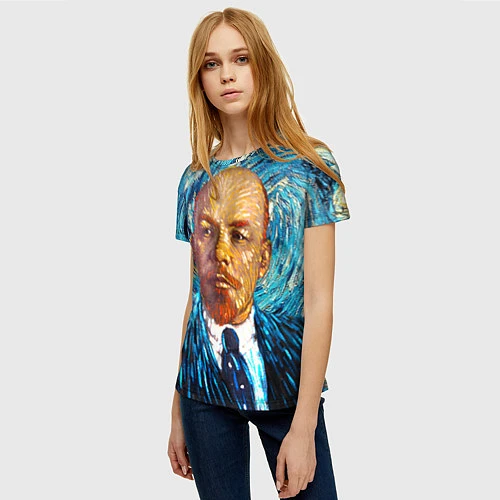 Женская футболка Ленин Ван Гога / 3D-принт – фото 3