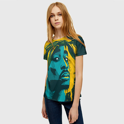 Женская футболка 2Pac Shakur / 3D-принт – фото 3