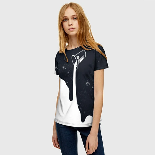 Женская футболка Черно-белый / 3D-принт – фото 3