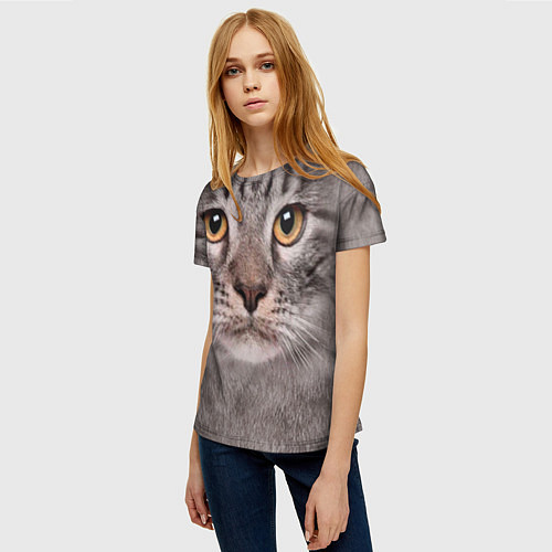Женская футболка Котик / 3D-принт – фото 3