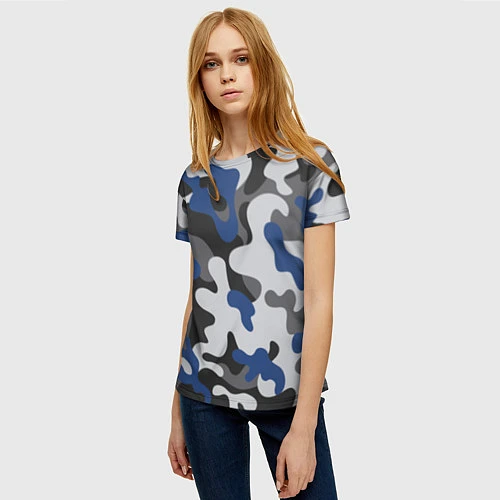 Женская футболка Зимний камуфляж / 3D-принт – фото 3