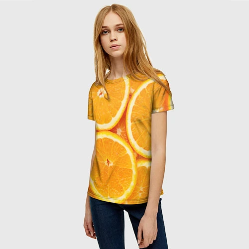 Женская футболка Апельсин / 3D-принт – фото 3