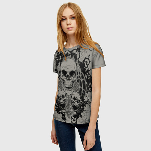 Женская футболка Skulls / 3D-принт – фото 3