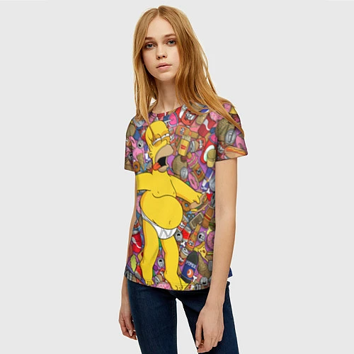 Женская футболка Рай Гомера / 3D-принт – фото 3