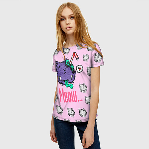 Женская футболка Drop Dead: Meow / 3D-принт – фото 3