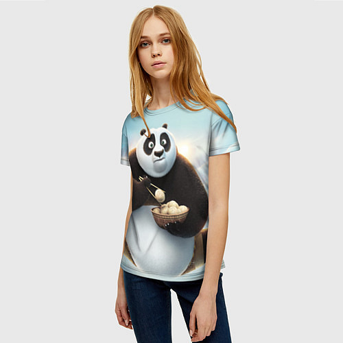 Женская футболка Кунг фу панда / 3D-принт – фото 3
