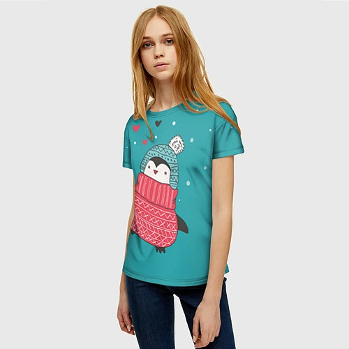 Женская футболка Пингвинчик / 3D-принт – фото 3