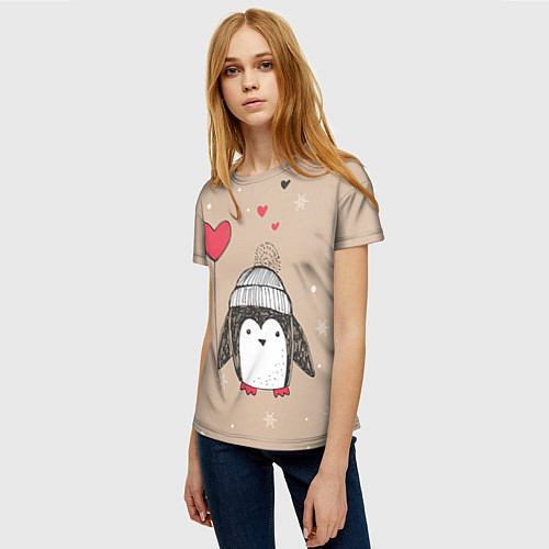 Женская футболка Пингвин с шариком / 3D-принт – фото 3