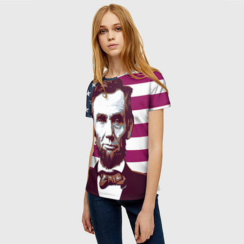 Женская футболка Авраам Линкольн / 3D-принт – фото 3