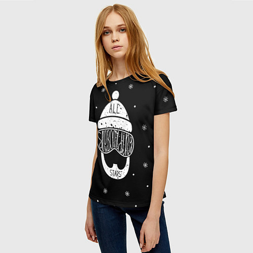 Женская футболка Бородатый сноубордист / 3D-принт – фото 3