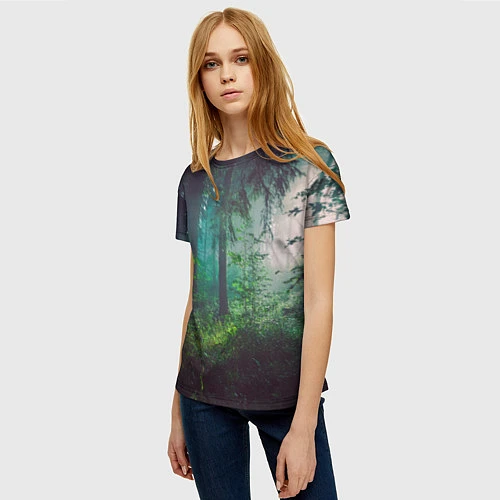 Женская футболка Таинственный лес / 3D-принт – фото 3