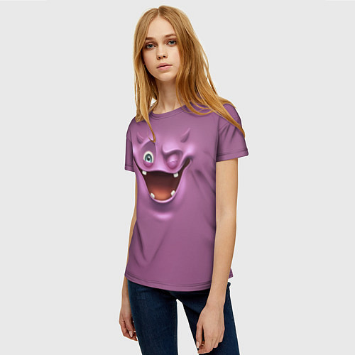 Женская футболка Пластилиновый смайл / 3D-принт – фото 3