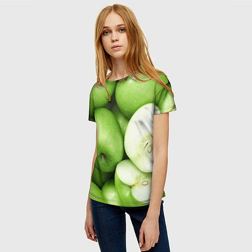 Женская футболка Яблочная / 3D-принт – фото 3