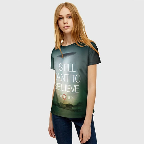 Женская футболка I still want to believe / 3D-принт – фото 3
