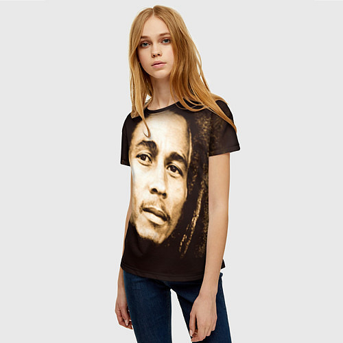 Женская футболка Взгляд Боба Марли / 3D-принт – фото 3