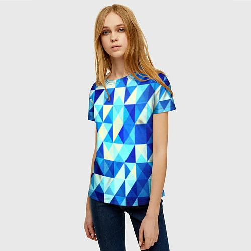 Женская футболка Синяя геометрия / 3D-принт – фото 3