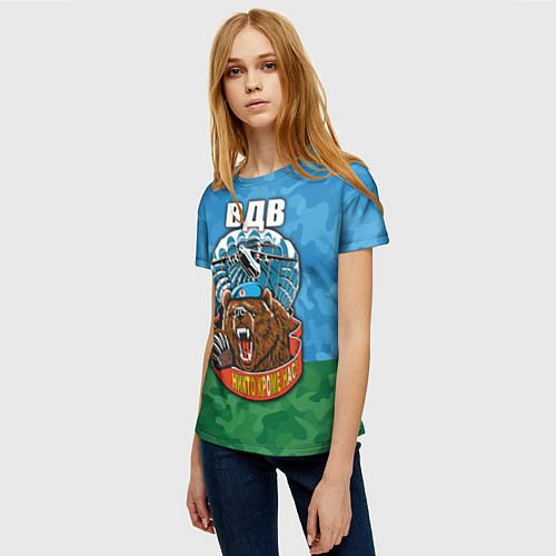 Женская футболка ВДВ медведь - никто кроме нас / 3D-принт – фото 3