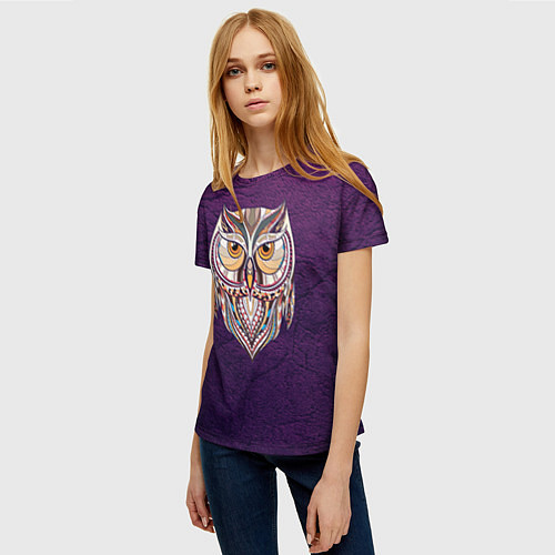 Женская футболка Расписная сова / 3D-принт – фото 3